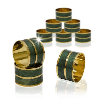 BR27161 - Brass GREEN Color Napkin Ring Set of 6